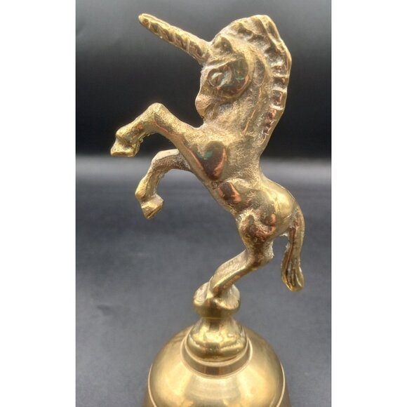 Bell Brass Unicorn Vintage Hand Crafted 6 Inch Korea Midcentury Dancing Pranchin - Picture 3 of 15